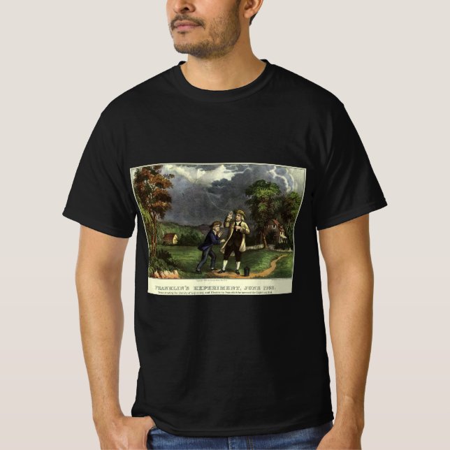 Benjamin Franklin's Lightning and Kite Experiment T-Shirt (Front)