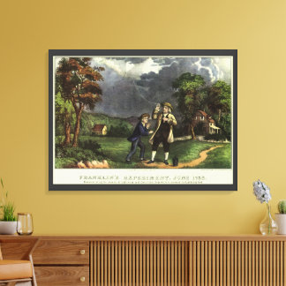 Benjamin Franklin's Lightning with Kite Experiment Canvas Print