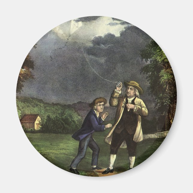 Benjamin Franklin's Lightning with Kite Experiment Magnet (Front)