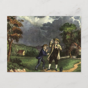 Benjamin Franklin's Lightning with Kite Experiment Postcard