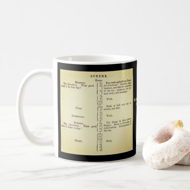 Benjamin Franklin's Schedule Mug (With Donut)