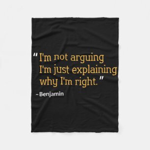 Benjamin Gift Quote Funny Birthday Personalised Na Fleece Blanket