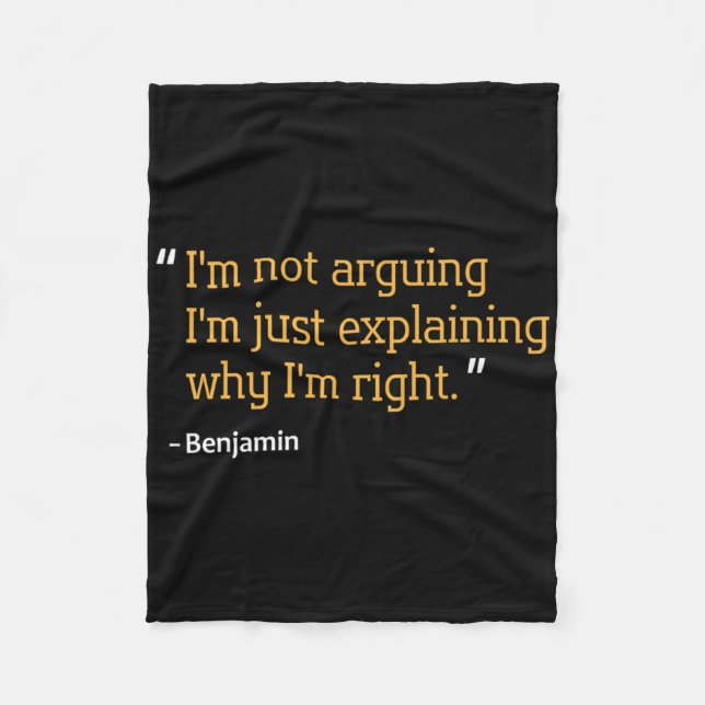 Benjamin Gift Quote Funny Birthday Personalised Na Fleece Blanket (Front)