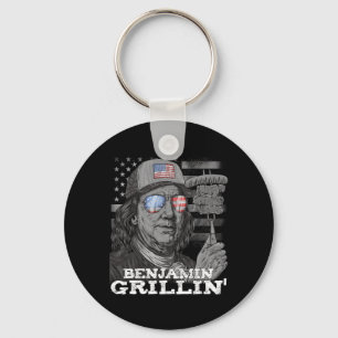 Benjamin Grilling Ben Franklin 4th Of July Usa Bbq Key Ring
