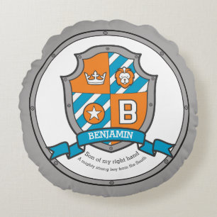 Benjamin letter B name meaning heraldry shield Round Cushion