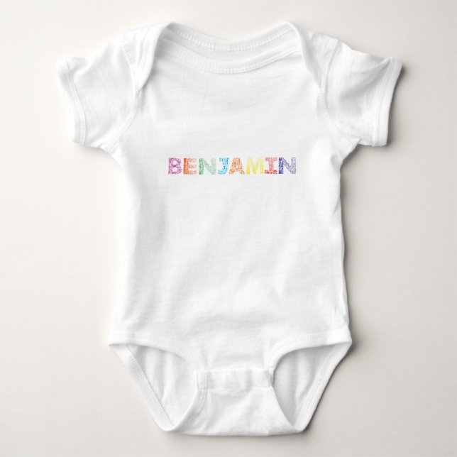 Benjamin Letter Name Baby Bodysuit (Front)