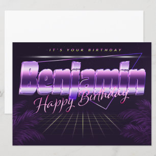 Benjamin Name Vorname lila retro Karte Geburtstag Card