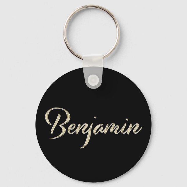 Benjamin Name whitegold Button Schlüsselanhänger Key Ring (Front)