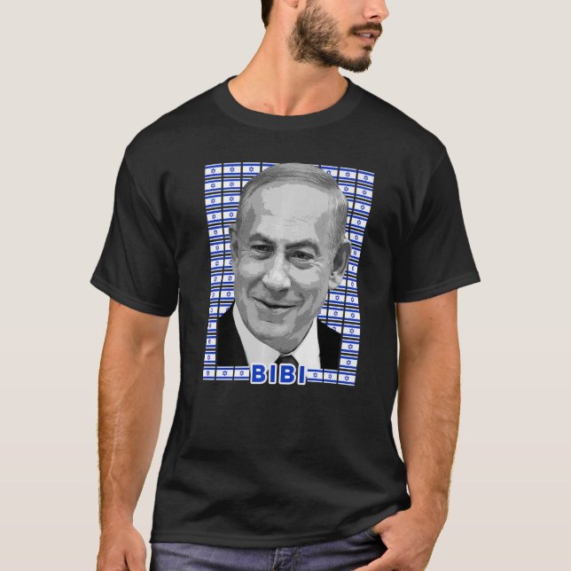 Benjamin Netanyahu Prime Minister Portrait  Flag o T-Shirt (Front)