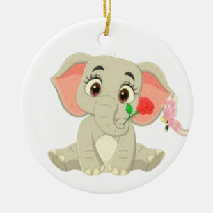 Benjamin The Elephant With A Rose Ceramic Tree Decoration