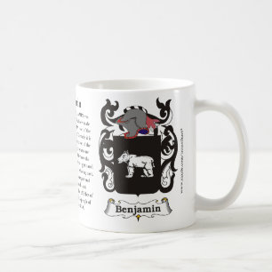 Benjamin, the origin, the meaning and the crest coffee mug