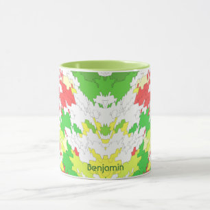 BENJAMIN ~ White Green Red Yellow CHRISTMAS Mug