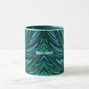 BENJAMIN ~ Zany 3D Fractal ~ Blue and Green Mug
