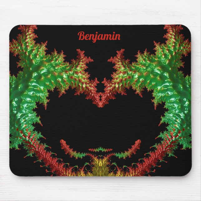 BENJAMIN ~ Zany Hot Red, Yellow, Black and Green  Mouse Mat (Front)
