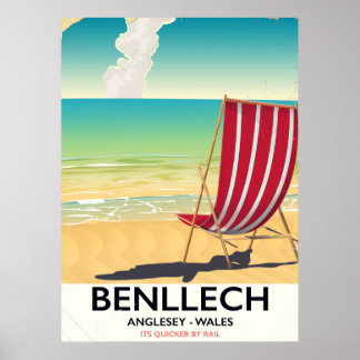 Benllech, Anglesey Wales vintage travel poster