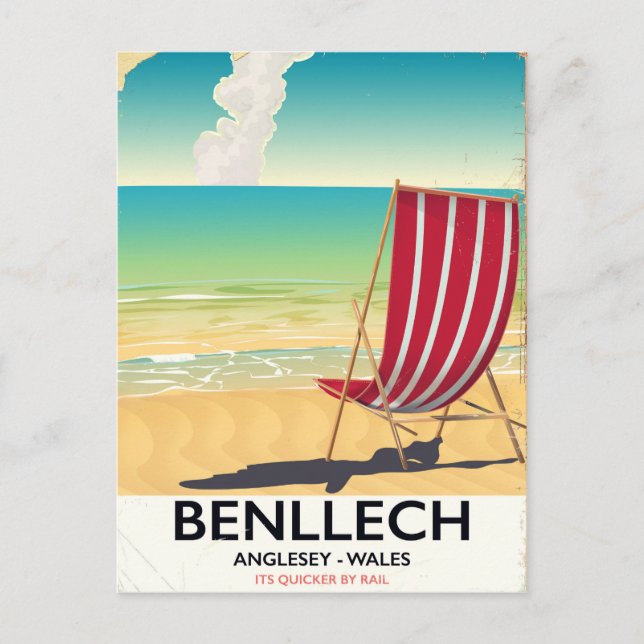 Benllech, Anglesey Wales vintage travel poster Postcard (Front)