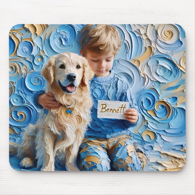 BENNETT ~ Birthday Golden Retriever ~ Mousepad (Front)