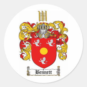 BENNETT FAMILY CREST -  BENNETT COAT OF ARMS CLASSIC ROUND STICKER
