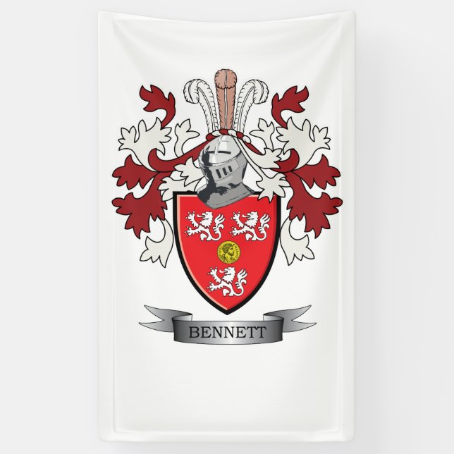 Bennett Family Crest Coat of Arms Banner (Vertical)