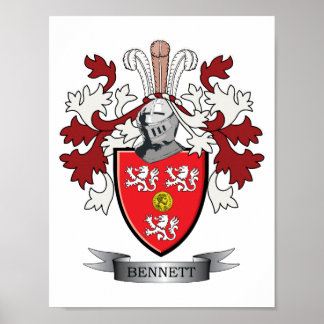 Bennett Family Crest Coat of Arms Poster
