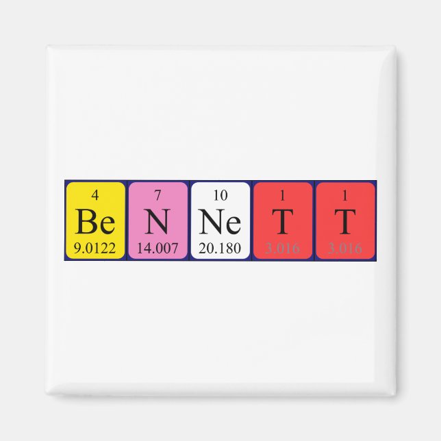 Bennett periodic table name magnet (Front)
