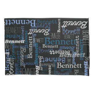 Bennett personalized name blue gray  pillowcase