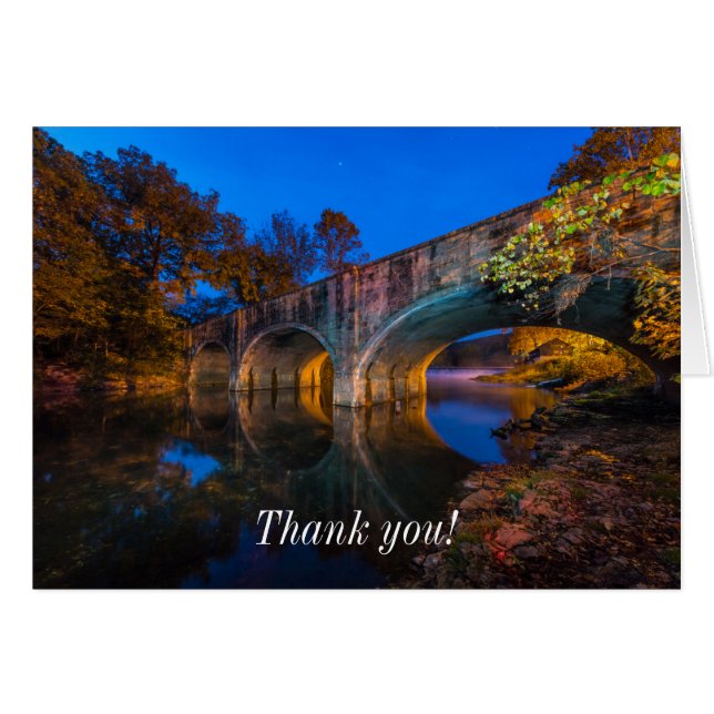 Bennett Spring Bridge Twilight Thank You Card (Front Horizontal)