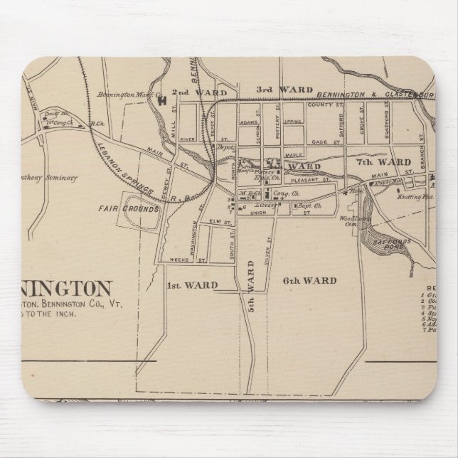 Bennington and Plan of Battleboro Mouse Mat (Front)