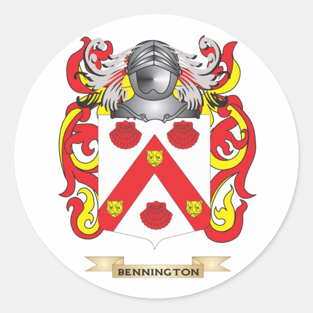 Bennington Coat of Arms (Family Crest) Classic Round Sticker (Front)