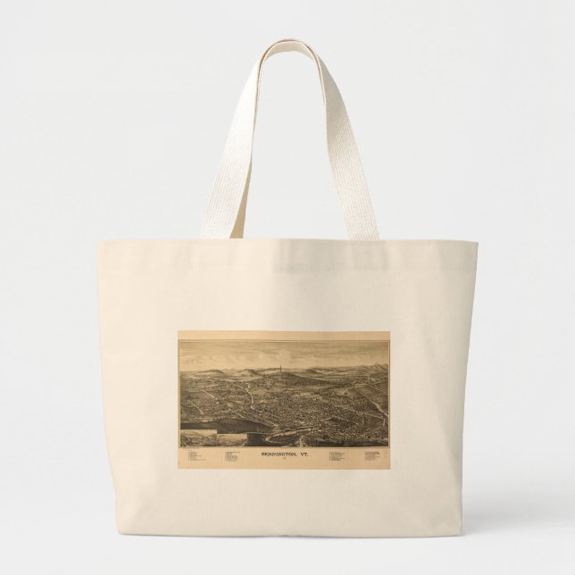 Bennington, Vermont Vintage Map Large Tote Bag (Front)