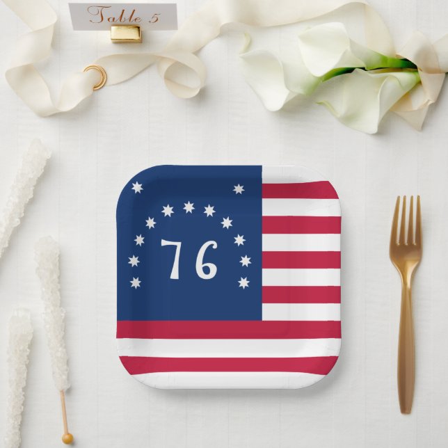 Bennington's Banner: The 76 American Battle Flag Paper Plate (Wedding)