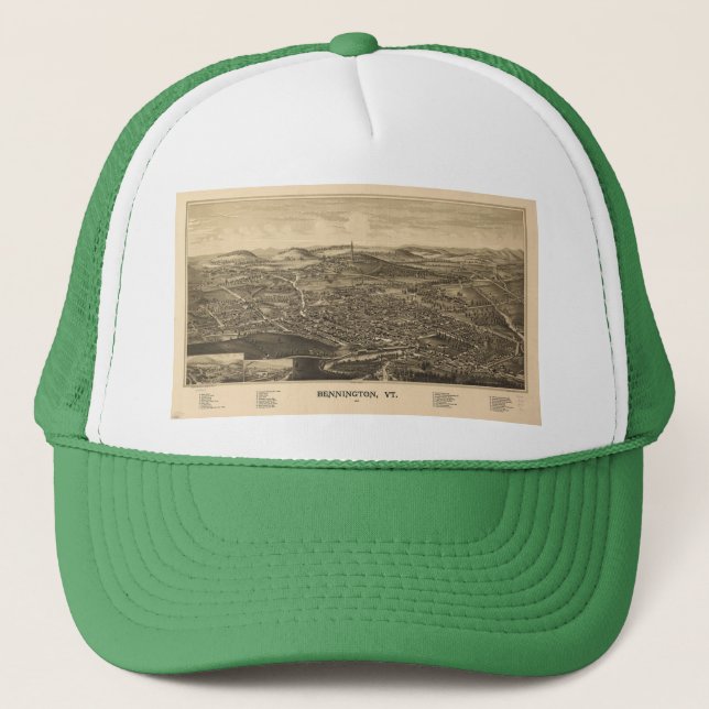 Bennngton, Vermont Historical Map Trucker Hat (Front)