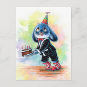 Benny Blue - Birthday Cake Postcard