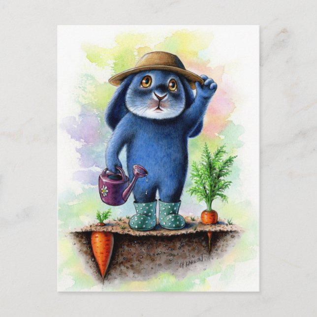 Benny Blue - Gardening Postcard (Front)