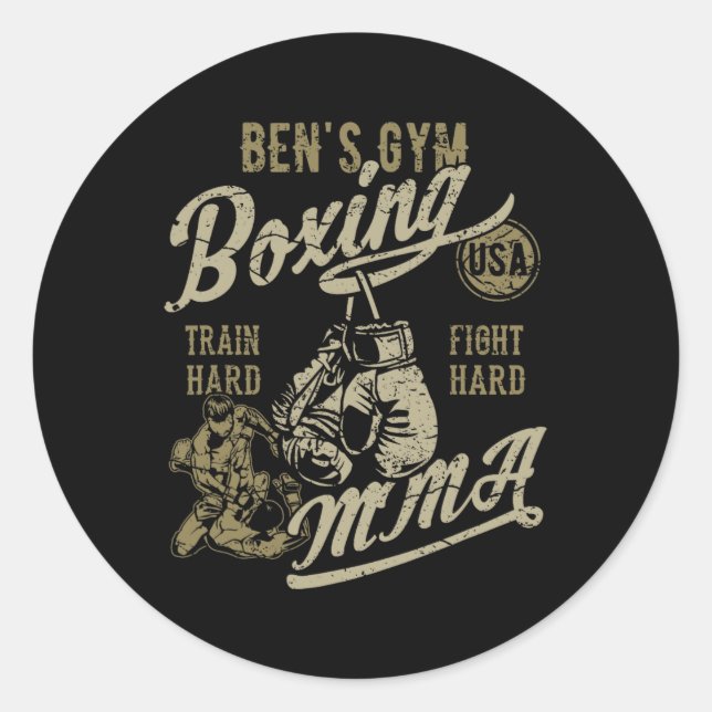 Ben's Gym Boxing Mma Retro Design For The Name Ben Classic Round Sticker (Front)