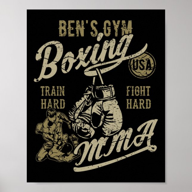 Ben's Gym Boxing Mma Retro Design For The Name Ben Poster (Front)