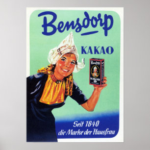 BENSDORP KAKAO German vintage Milk Chocolate Drink Poster