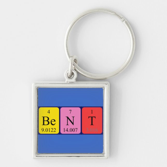 Bent periodic table name keyring (Front)