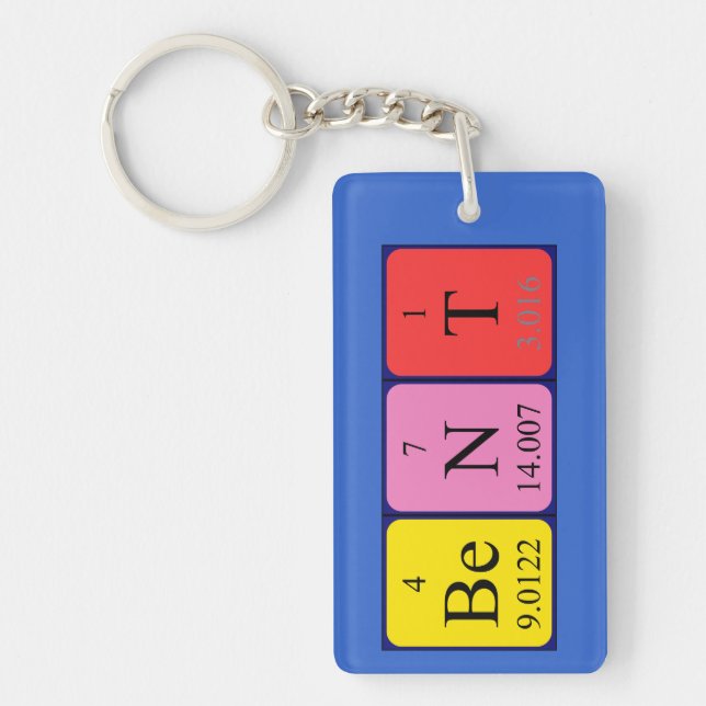 Bent periodic table name keyring (Front)