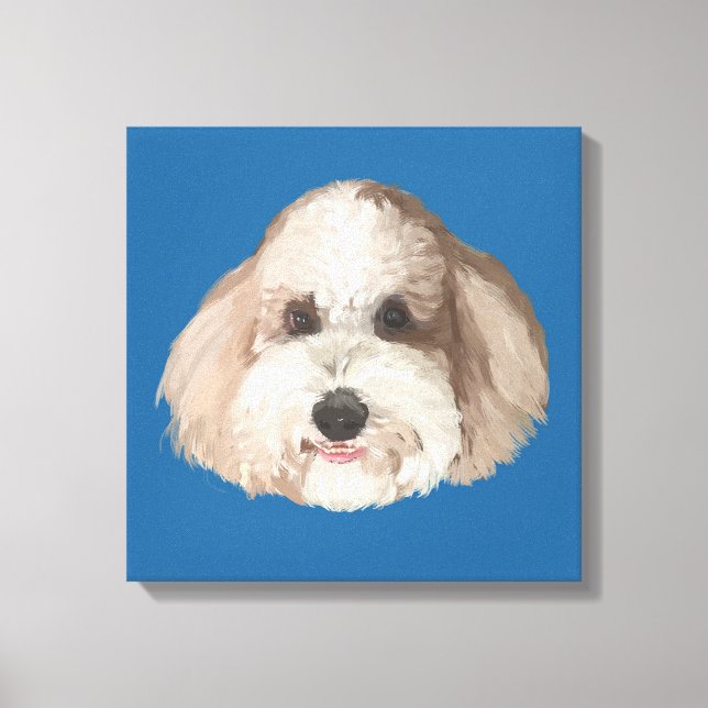 Bentley Portrait Pet Drawing Dark Blue Canvas Print (Front)