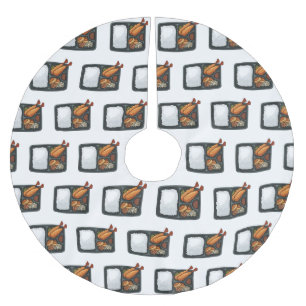 Bento cartoon illustration brushed polyester tree skirt