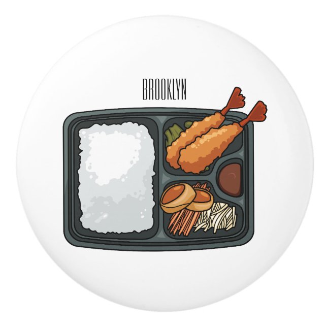 Bento cartoon illustration  ceramic knob (Front)