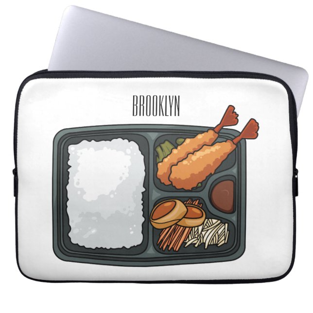 Bento cartoon illustration laptop sleeve (Front)