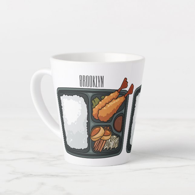 Bento cartoon illustration latte mug (Left Angle)