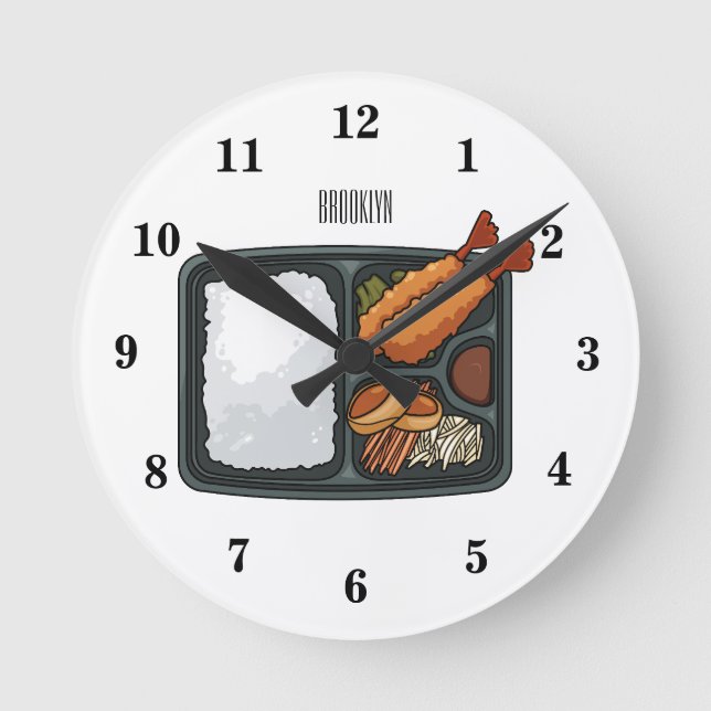 Bento cartoon illustration round clock (Front)