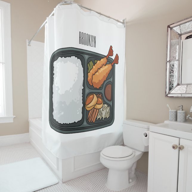Bento cartoon illustration  shower curtain (In Situ)