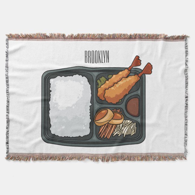 Bento cartoon illustration  throw blanket (Front)