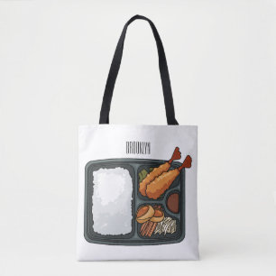 Bento cartoon illustration tote bag