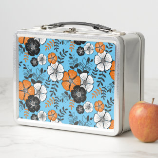 bento orange flower metal lunch box