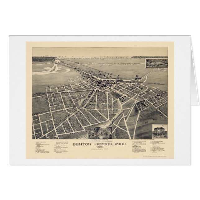 Benton Harbour, Michigan Panoramic Map - 1889 (Front Horizontal)